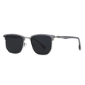Lunettes de soleil polarisées demi-cerclées avec monture grise et pont en métal argenté - Monture Gris Argent Verres Noir Gris