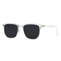 Lunettes de soleil polarisées classiques avec monture transparente et métal argenté - Monture Transparente Verres Gris Noir