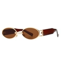Retro square metal sunglasses with gold frames and dark brown lenses for street style - Gold Tea
