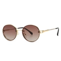 Retro-Oval-Sonnenbrille für Damen mit goldenem Metallrahmen und braunem Farbverlauf - Gold Verlauf Rötliches Braun