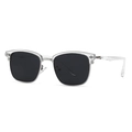 Polarized sunglasses for men with transparent frame and vintage metal cross detail - Transparent Frame Black Grey Lens