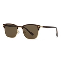 Classic browline sunglasses with brown tortoiseshell frames and gold metal accents - Tea Frame Tea Lens