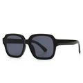 Modern square black sunglasses in a classic minimalist frame with dark grey lenses - All Black (C4)