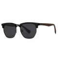 Classic semi-rimless polarized sunglasses with wood grain temples and dark grey lenses - C4 Black Gunmetal Frame Black Grey