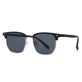 Occhiali da sole polarizzati browline con montatura in metallo nero e argento e lenti scure - Montatura Nero Argento Nero Grigio