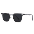 Lunettes de soleil demi-cerclées grises pour hommes avec monture en argent et verres noirs - Monture Gris Argent Noir Gris