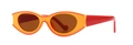 Occhiali da sole retrò con montatura arancione, stanghette rosse e lenti marroni - Arancio Tan (C5)