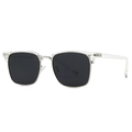 Classic clear frame sunglasses with polarized dark lenses and silver metal bridge - Transparent Frame Black Grey Lens