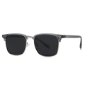 Classic semi-rimless polarized sunglasses with gray transparent frame and silver metal accents - Grey Silver Frame/Black Grey Lens