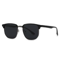 Gafas de sol clubmaster polarizadas clásicas con montura negra para hombre - Montura Negro Gunmetal/Lente Negro Gris