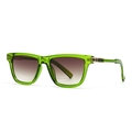 Green translucent butterfly sunglasses with gradient lenses and gold metal hinges - Transparent Green Frame Tea Lens