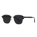 Classic semi-rimless sunglasses with black top frame and gold metal accents on white backdrop - C6 Black Gold Frame Black Grey