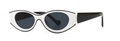 Vintage cat eye sunglasses in black and white two-tone thick frame with dark grey lenses - White Black Grey (C3)