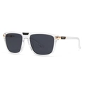 Men's square pilot sunglasses with transparent frames and gold metal accents - C3 Transparent Black Grey