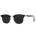 Lunettes de soleil polarisées demi-cerclées avec monture noire et détails dorés - Monture Noir Or Verres Noir Gris