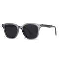Modern grey translucent square polarized sunglasses with decorative silver rivets - C2 Grey Transparent Frame Grey Lens
