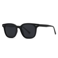 Lunettes de soleil polarisées rétro avec monture carrée noire mate et rivets argentés - Monture Noir Mat Lentille Gris Foncé