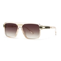Champagne square aviator sunglasses with gold double bridge and brown gradient lenses - Champagne Gradient Tea Lens (C2)