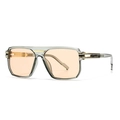 Classic square aviator sunglasses with translucent grey frame and peach tinted lenses - Light Grey Transparent Frame Orange Lens (C3)