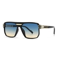 Classic pilot square frame sunglasses with black thick frame and blue-yellow gradient lens - Black Frame Blue Yellow Gradient Lens (C4)
