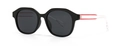 Occhiali da sole vintage neri con aste bicolore rosso e bianco in stile moderno - Nero Nero (C8)