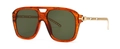 Retro oversized aviator sunglasses with amber tortoise frame and gold chain temples - Red Blackish Green
