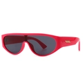 Moderne retro magenta zonnebril met donkere glazen en gouden metalen details - Rood Zwart Grijs