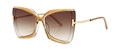 Moderne Schmetterlings-Sonnenbrille mit bernsteinfarbenem Rahmen und braunem Verlauf - Tan Double Tan