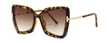 Retro-Schmetterlings-Sonnenbrille mit Schildpatt-Rahmen und goldenen T-Metallscharnieren - Leopardenmuster Braun Verlauf