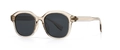 Moderne quadratische Sonnenbrille mit transparentem Champagner-Rahmen und Gläsern - Teeschwarz (C1)