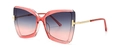 Transparente rote Schmetterlingssonnenbrille mit Verlaufsgläsern und T-förmigem Dekor - Rot Grau Rot Verlauf