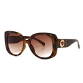 Tortoiseshell oversized vintage sunglasses with crystal floral gold accents and brown lenses - Leopard Brown Gradient