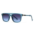 Retro pilot sunglasses with translucent navy blue frame and dual bridge aviator design - Blue Frame Grey Blue