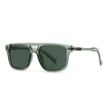 Classic pilot-style square sunglasses with olive green frames and dark lenses - Green Frame / Green Lens