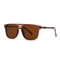 Lunettes de soleil aviateur rétro pour hommes avec monture marron et double pont - Monture Thé Verres Thé