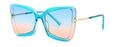 Moderne Schmetterlings-Sonnenbrille mit blauem Rahmen und Blau-Orange-Verlauf - Blau Blau Rosa Verlauf