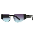 Modern square frameless sunglasses with purple and sky blue gradient lenses - Black Frame Grey Blue Gradient Lens