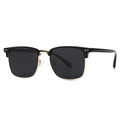 Classic black and gold half-frame polarized sunglasses with dark grey lenses - Black Gold Frame/Black Grey Lens