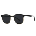 Polarized browline sunglasses with black top frame and golden metal rim detail - Black Gold Frame Gray Lens