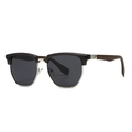 Lunettes de soleil polarisées pour hommes avec monture en bois brun et accents métalliques - C1 Monture Thé Noir Gris