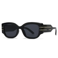 Modern retro cat-eye sunglasses with thick black frames and gold rivet details - Classic Bright Black (C1)
