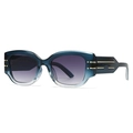 Modern cat-eye sunglasses with blue gradient frames and metallic temple accents - Blue Frame Gray Lenses (C2)