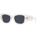 Modern retro cat-eye sunglasses with transparent frame, black lenses and gold trim - Transparent Frame Black Gray Lenses (C6)