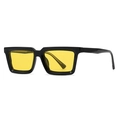 Polarized square thick frame sunglasses with retro black frame and yellow lenses - Black Frame Yellow Lens