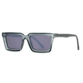 Modern square polarized sunglasses with translucent grey-green frames and purple lenses - Green Frame Blue Lens
