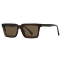 Classic polarized square frame sunglasses in vintage dark brown amber translucent finish - Tea Frame Tea Lens