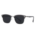 Polarized semi-rimless sunglasses in transparent grey and silver metal frame for men - Grey Silver Frame Black Grey Lens
