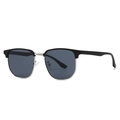Gafas de sol polarizadas de estilo browline clásicas con montura negra y plateada - Marco Negro Plateado Lente Gris