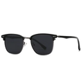 Lunettes de soleil clubmaster polarisées classiques avec monture noire pour hommes - Monture Noir Gunmetal Verres Gris
