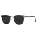 Lunettes de soleil Clubmaster polarisées avec monture grise et détails argentés - Monture Gris Argent Verres Noir Gris